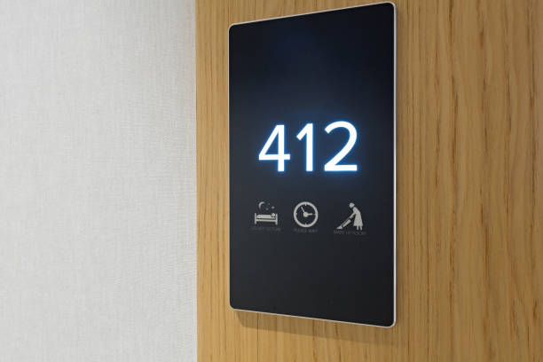 istock Hotel electronic doorplate touch doorbell switch with room number display 1091532600