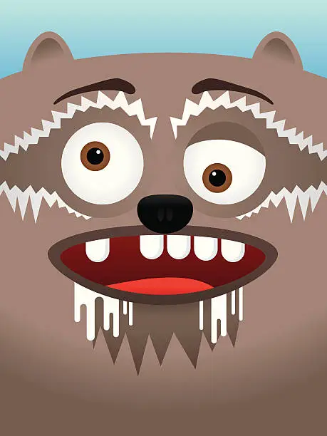 Vector illustration of Crazy raccoon