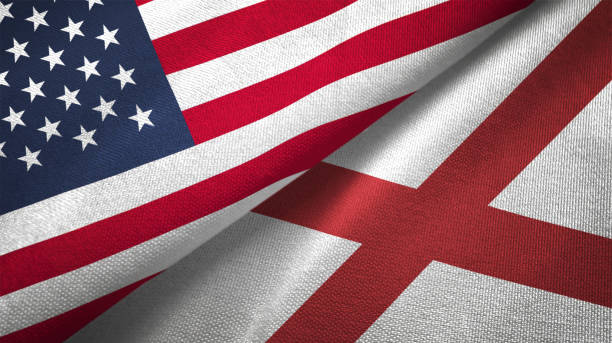 istock Alabama state and United States two flags together realations textile cloth fabric texture 1091538346