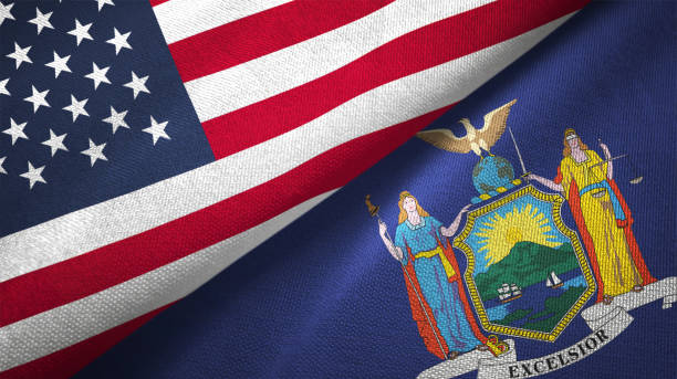 istock New York state and United States two flags together realations textile cloth fabric texture 1091538480