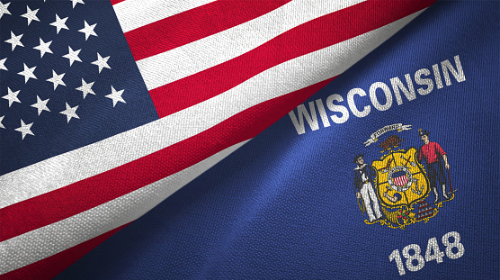 Wisconsin state and United States flag together realtions textile cloth fabric texture