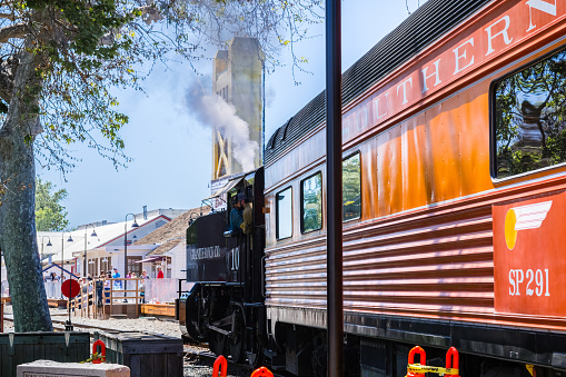 April 14, 2018 Sacramento / CA / USA - Sacramento Southern Railroad excursion train ride offered by the railroad museum