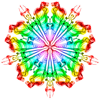 Ornamental design of fractal kaleidoscope pattern isolated on white background