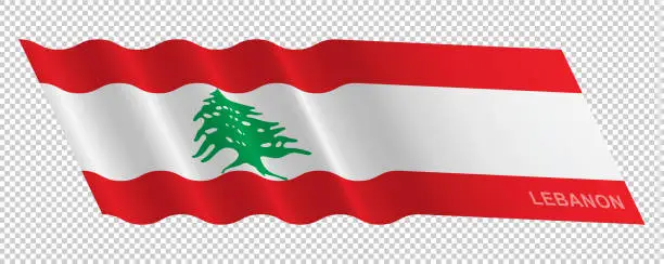 Vector illustration of Vector flag of Lebanon waving background