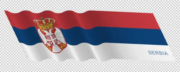 Vector illustration of Vector flag of Serbia waving background