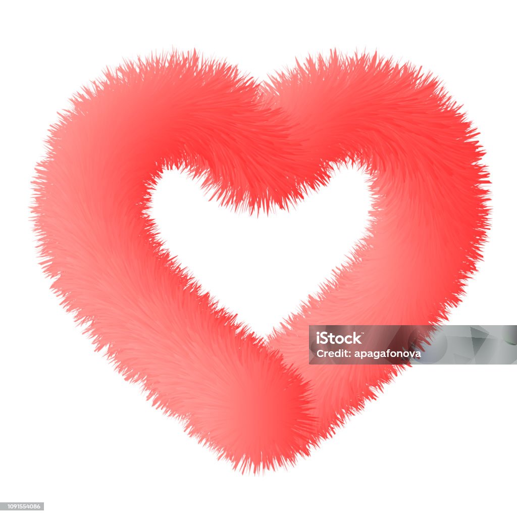 3d fluffy fur contour heart 3d fluffy fur contour heart, stock vector illustration clip art Animal stock vector