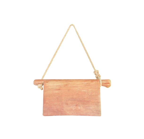 istock Wooden singboard hanging on ropes isolated on white background with clipping path 1091556098