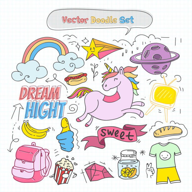 ilustrações de stock, clip art, desenhos animados e ícones de vector colorful doodle set - thumb stones