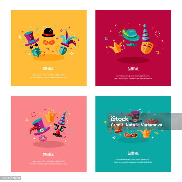 Vector Illustration With Carnival And Celebratory Objects Stock Illustration - Download Image Now