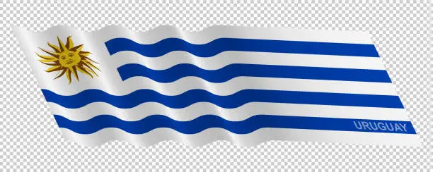 Vector illustration of Vector flag of Uruguay waving background