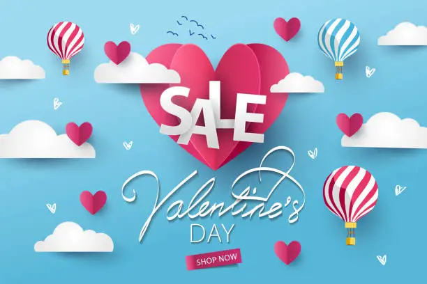 Vector illustration of Happy Valentine's Day Sale background, banner, poster or flyer design