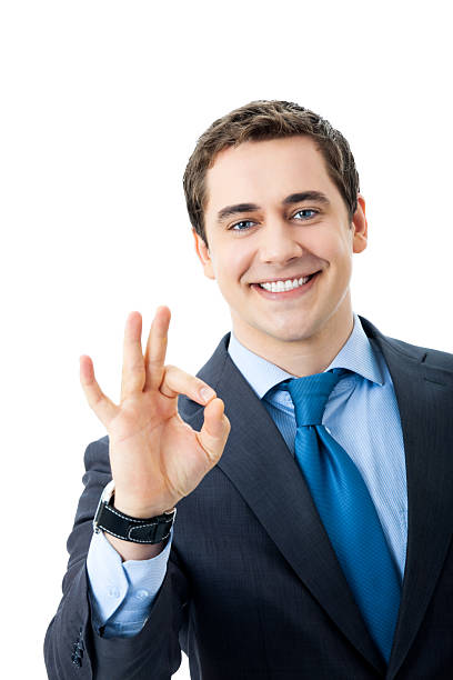 istock Happy smiling businessman with okay gesture, isolated 109157560
