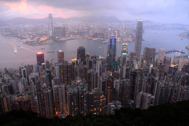 istock Hong Kong cityscape at dusk 1091581148