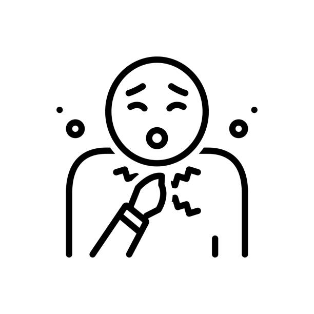 Hiccup hiccough Icon for hiccup, hiccough, choke, throat, person choking stock illustrations