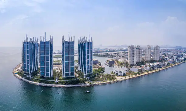 Photo of Panorama Drone Picture of the Waterfront in Jakarta, Indonesia