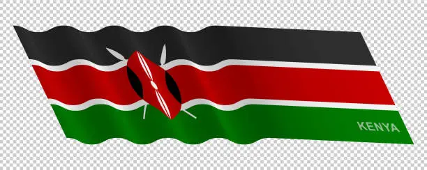 Vector illustration of Vector flag of Kenya waving background