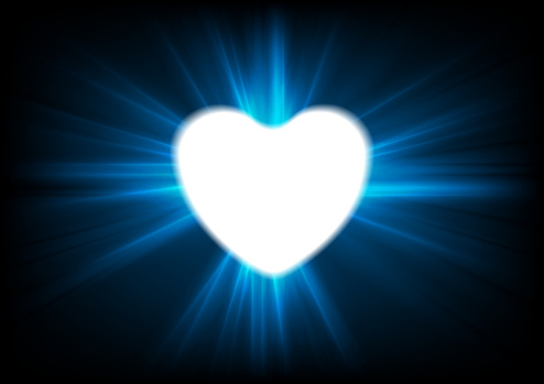 Heart and blue rays glowing luminous effect abstract vector background