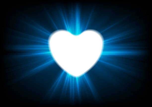 Heart and glowing luminous effect background Heart and blue rays glowing luminous effect abstract vector background glow in the dark hearts background stock illustrations