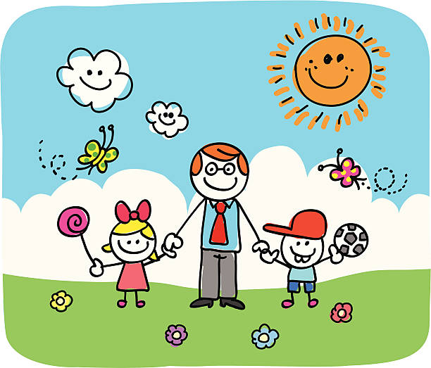 Ilustración de Padre Y Niños Garabato y más Vectores Libres de Derechos de  Día del padre - Día del padre, Bebé, Hijos - iStock