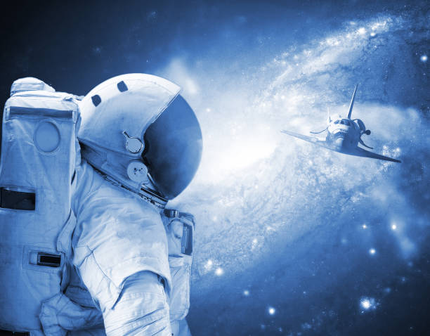 close up astronaut triping through galaxy universe. Elements of this image furnished by NASA