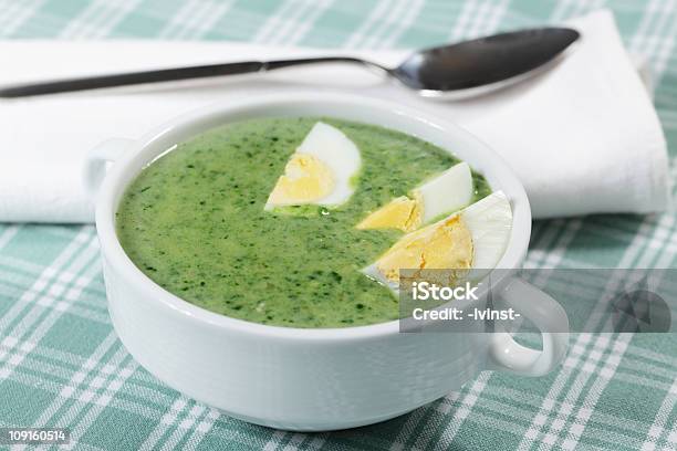 Spinach Soup Stock Photo - Download Image Now - Bowl, Bread, Close-up