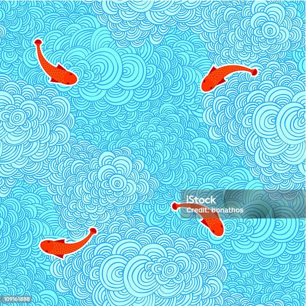 Poissons Sur Un Étang De Doodle Piscine Vecteurs libres de droits et plus d'images vectorielles de Couleur et motif du pelage - Couleur et motif du pelage, Eau, Eau dormante