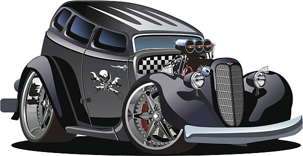 illustrazioni stock, clip art, cartoni animati e icone di tendenza di сartoon hotrod - porsche classic sports car obsolete