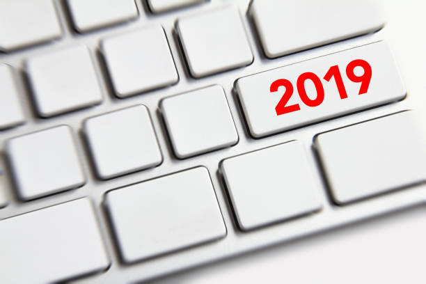 istock 2019 new year text on the keyboard. 1091628688