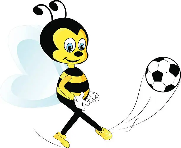 Vector illustration of Bee with soccer ball