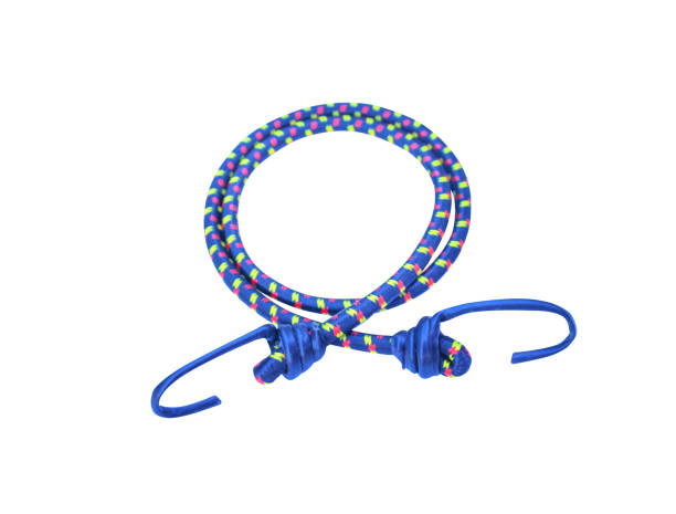 istock Hooks and blue elastic straps ropes with green and red striped patterns isolated on white background with clipping path 1091635834