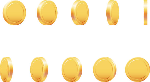 goldene münze drehung animation geld währung isoliert 3d realistische casino-spiel-design-vektor-illustration - gold jewelry currency buying stock-grafiken, -clipart, -cartoons und -symbole