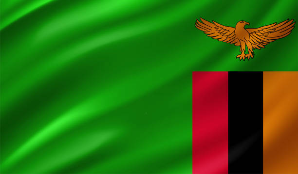 Zambia Flag Realistic Vector Illustration, great for background. zambia stock illustrations