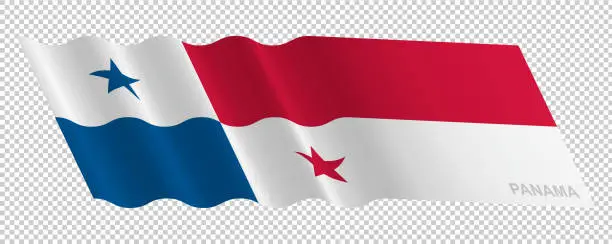 Vector illustration of Vector flag of Panama waving background
