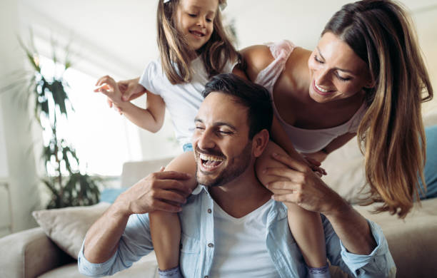 istock Happy family having fun time at home 1091655256