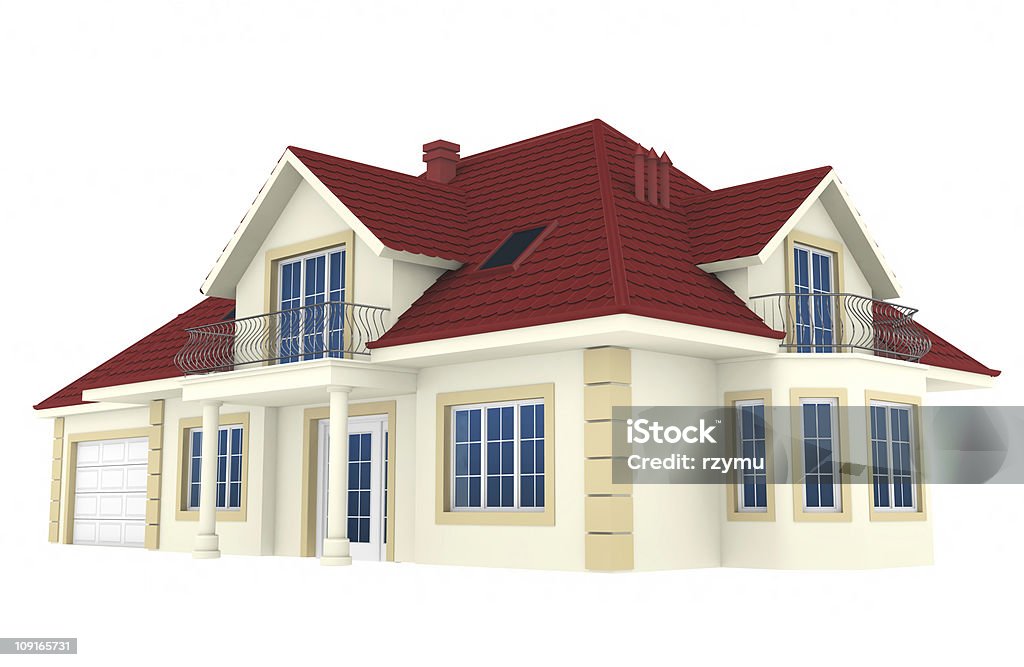 3d house isolated on white background. 3d house isolated on white background. This is a detailed 3D render. Architecture Stock Photo