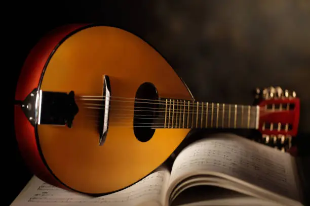 mandolin close-up with musical score