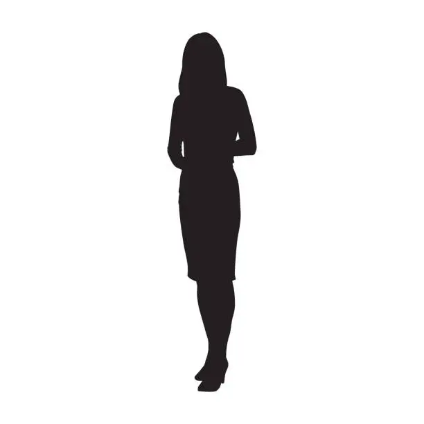 Vector illustration of Business woman standing, isolated vector silhouette