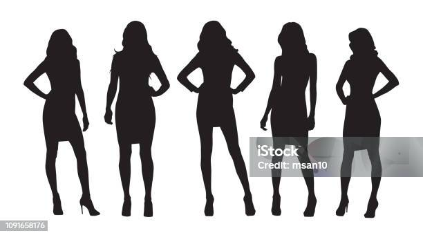 Businesswomen Isolated Vector Silhouettes Group Of Women At Work Stock Illustration - Download Image Now