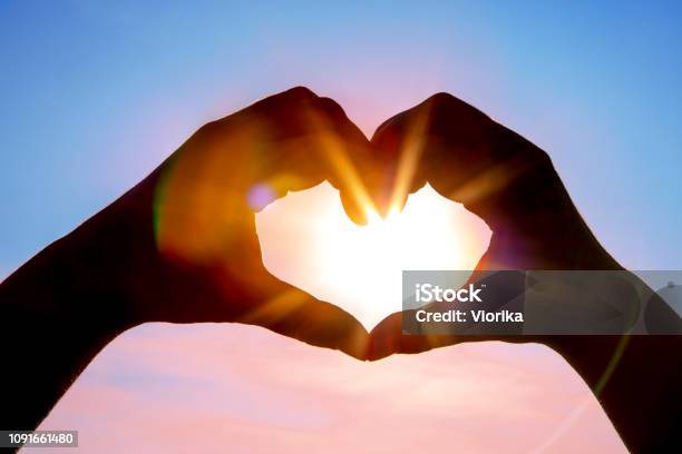 Sun In My Hands Stock Photo - Download Image Now - Heart Shape, Hand, Love - Emotion