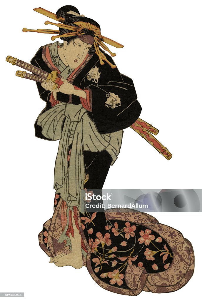 Traditionelle japanische Woodblock der Schauspieler - Lizenzfrei Ukiyo-e Stock-Illustration