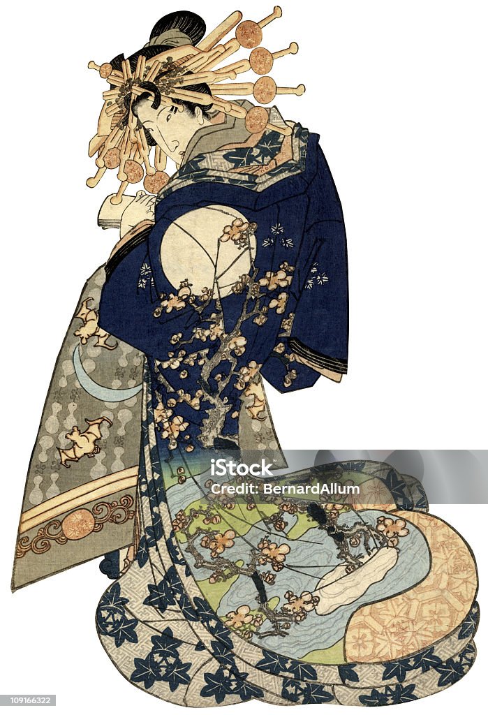 Frau in einer traditionellen japanischen Kimono - Lizenzfrei Japan Stock-Illustration