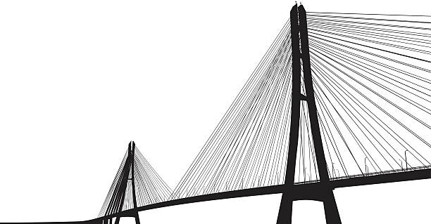 most wantowy - cable stayed bridge stock illustrations