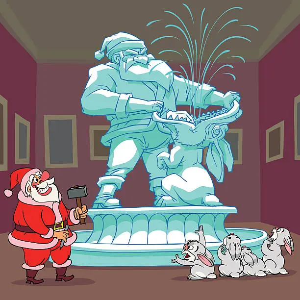 Vector illustration of Santa Claus's Sculpture