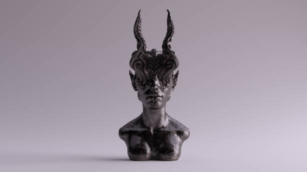 istock Iron Antique Horned Demon Queen Statue Bust 1091667554