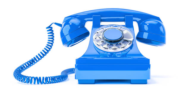 old blue phone stock photo