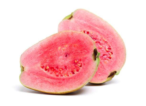 istock Pink guava fruit isolated on the white background 1091674918