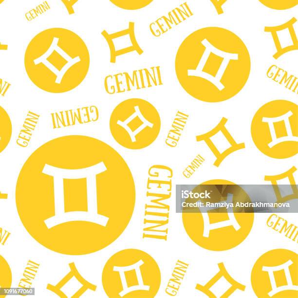 Zodiac Sign Seamless Pattern Gemini Astrological Calendar Background