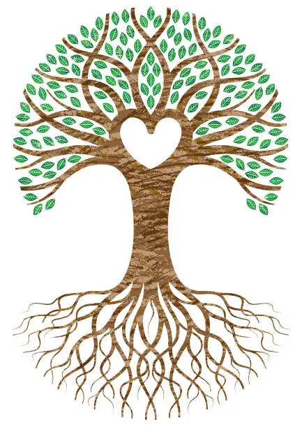 Vector illustration of Scribbled heart tree roots