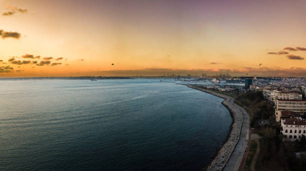 istock Sunset over city coastline 1091680992