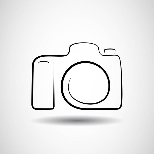 illustrazioni stock, clip art, cartoni animati e icone di tendenza di design vettoriale dell'icona della fotocamera - sorteggio